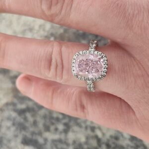 Sterling silver pink CZ ring